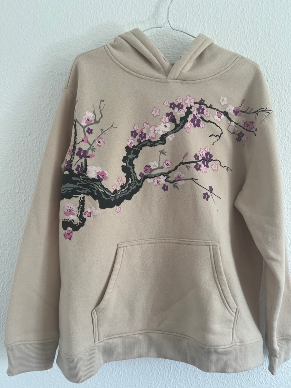 RGSTR Beige Floral Cherry Blossom Hoodie Sweater - Women's